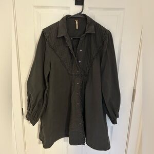 Free People Charcoal Button-Up Top